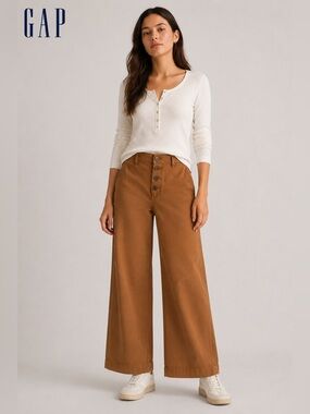 GAP High Rise Wide-Leg Pants – Brown/Camel